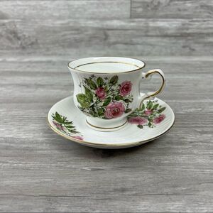 Vintage HITKARI POTTERIES Bone China Tea Cup Saucer Set Floral